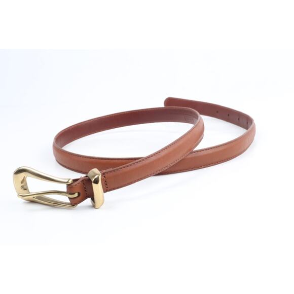 Coach Brown Leather Skinny Belt Handcrafted Cowhide Gold Buckle Women Size L - Picture 8 of 13